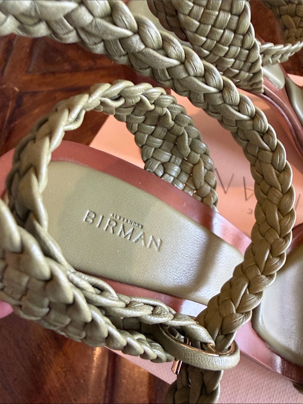 Alexandre Birman Olive Green Leather Block Heel Sandals - Picture 10 of 12